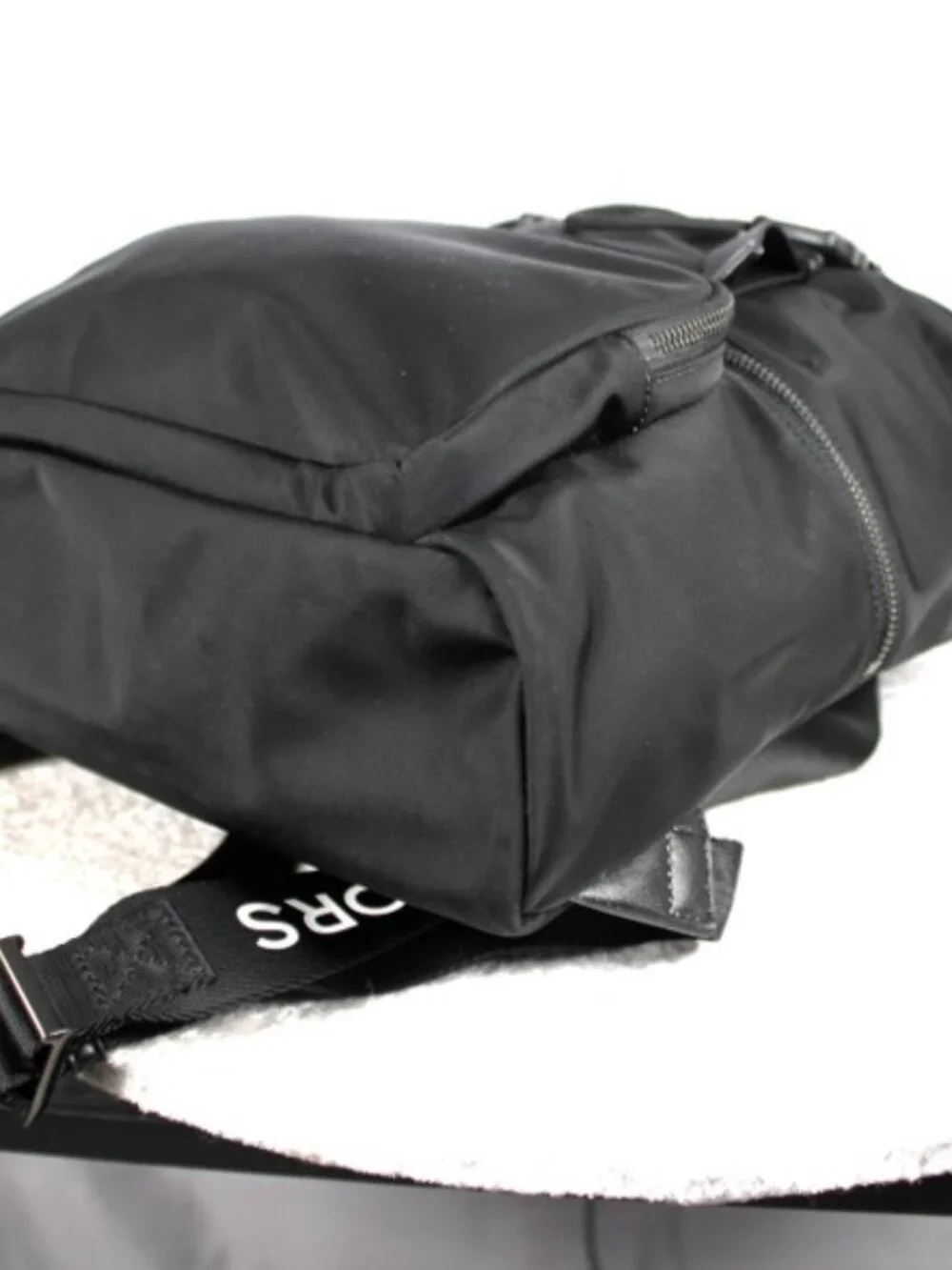 Michael Kors Black Nylon Backpack Logo Strap Buckle Drawstring Travel Bag